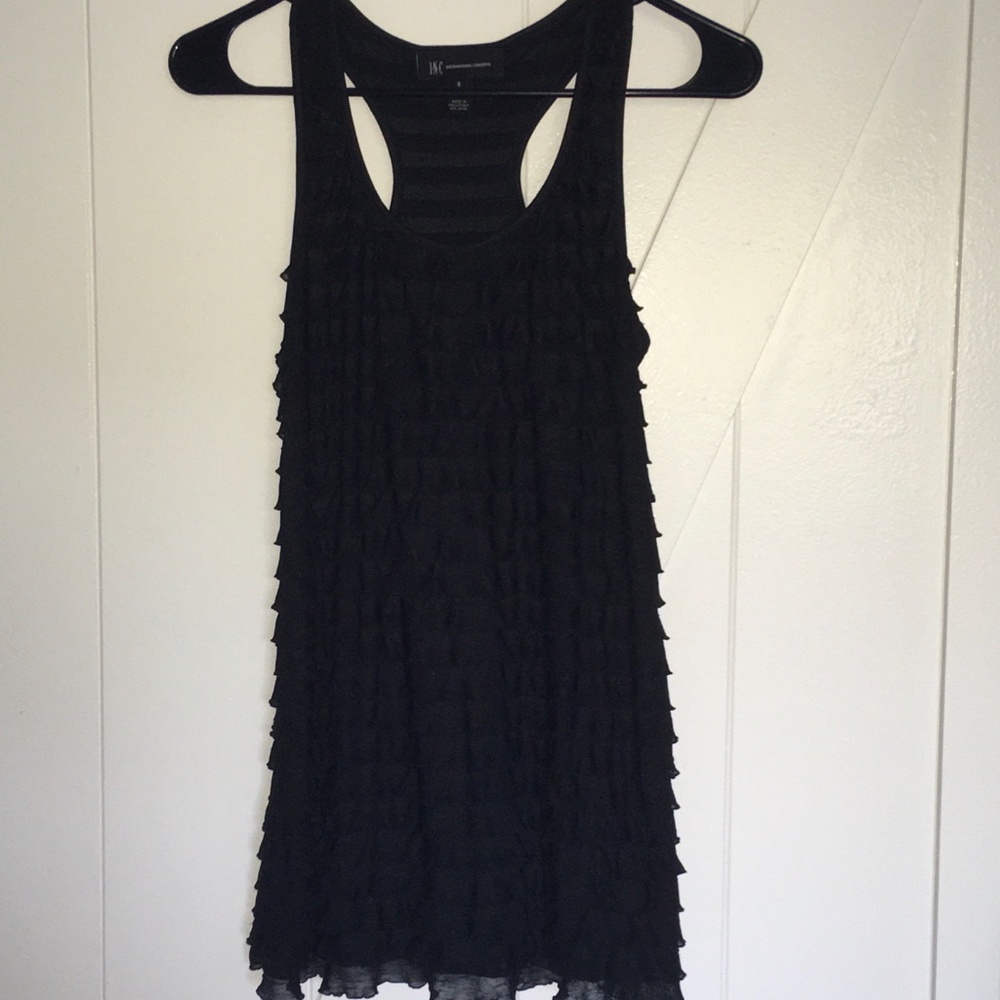 INC Black Racerback Ruffle Tank